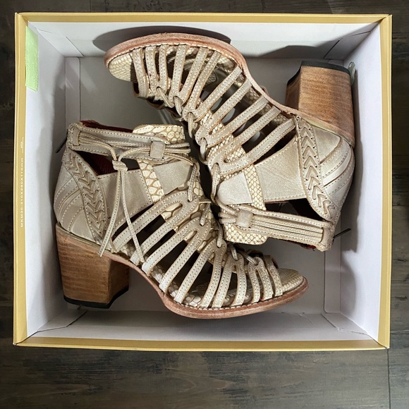 Freebird by Steven Shoes - Women's Cream Strappy Heeled Sandals